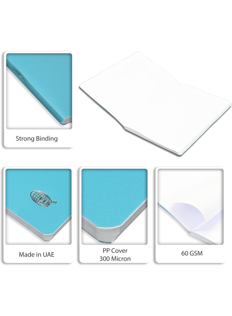 FIS Notebook, A5 Size(148x210mm), PP Soft Cover Materials, Stong Binding Wire, 80 Sheets, Plain No Ruling, Rounded Corners, Packet of 5 Pieces, Neon Blue Cover Design-FSNBA5PLPPNBL - Image 4